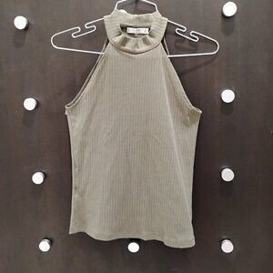 MANGO-MNG -S- TOP LIGHT OLIVE GREEN - KNIT TOP